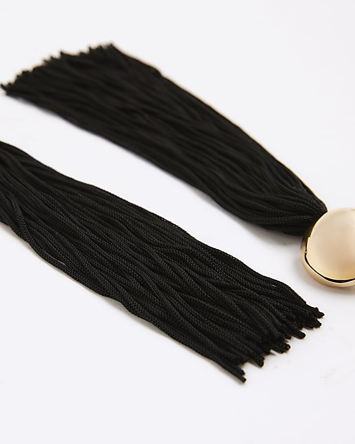 Black fringed drop earrings