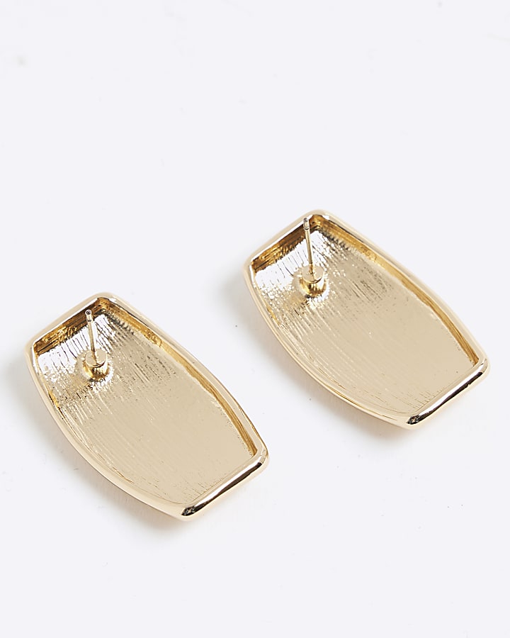 Gold clean metal stud earrings
