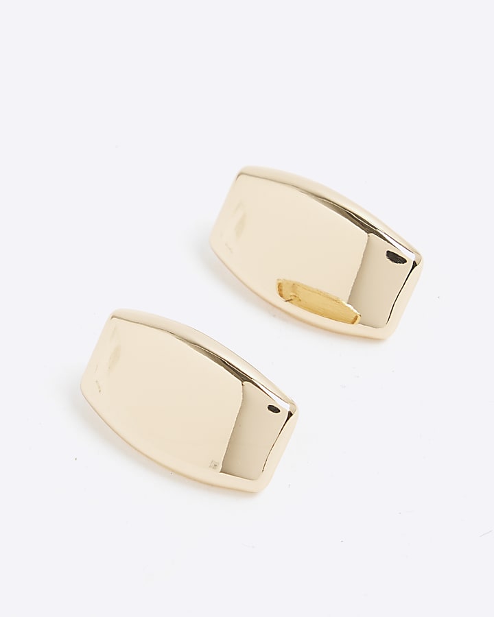 Gold clean metal stud earrings