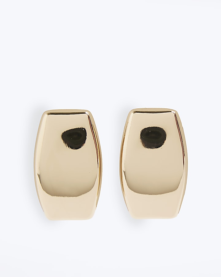 Gold clean metal stud earrings