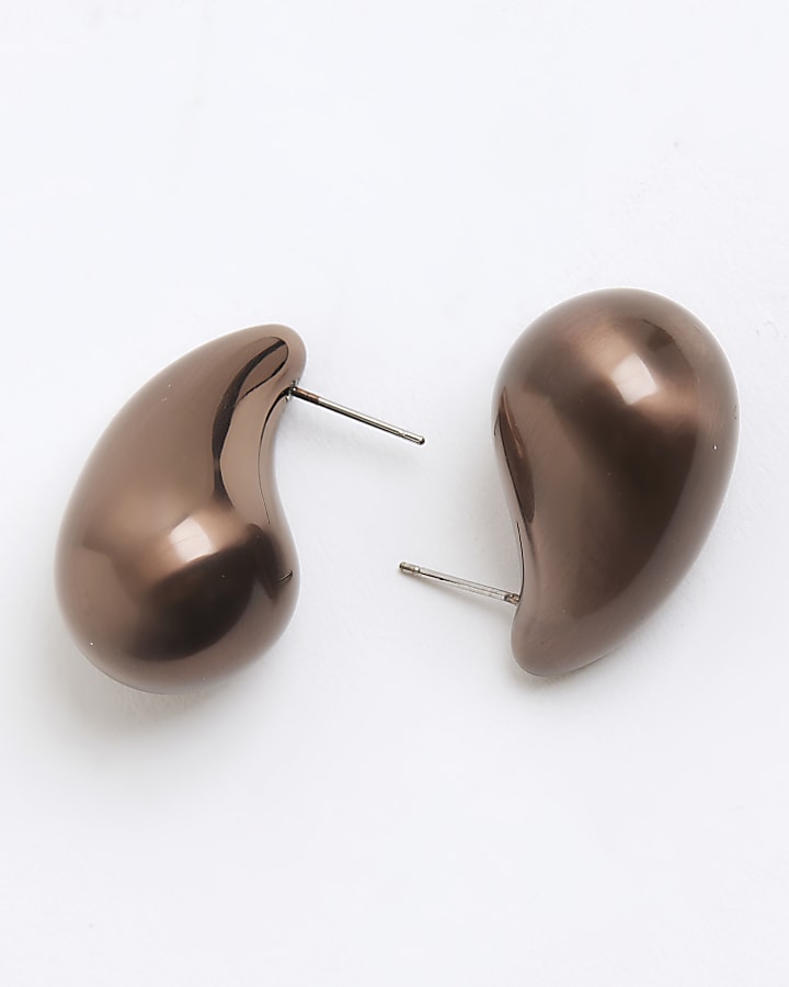 Brown Plated Dome Earrings