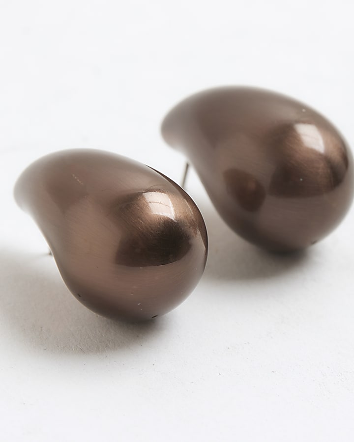 Brown Plated Dome Earrings