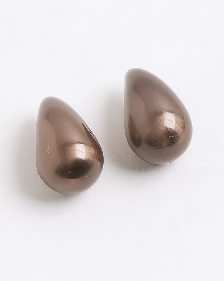 Brown Plated Dome Earrings