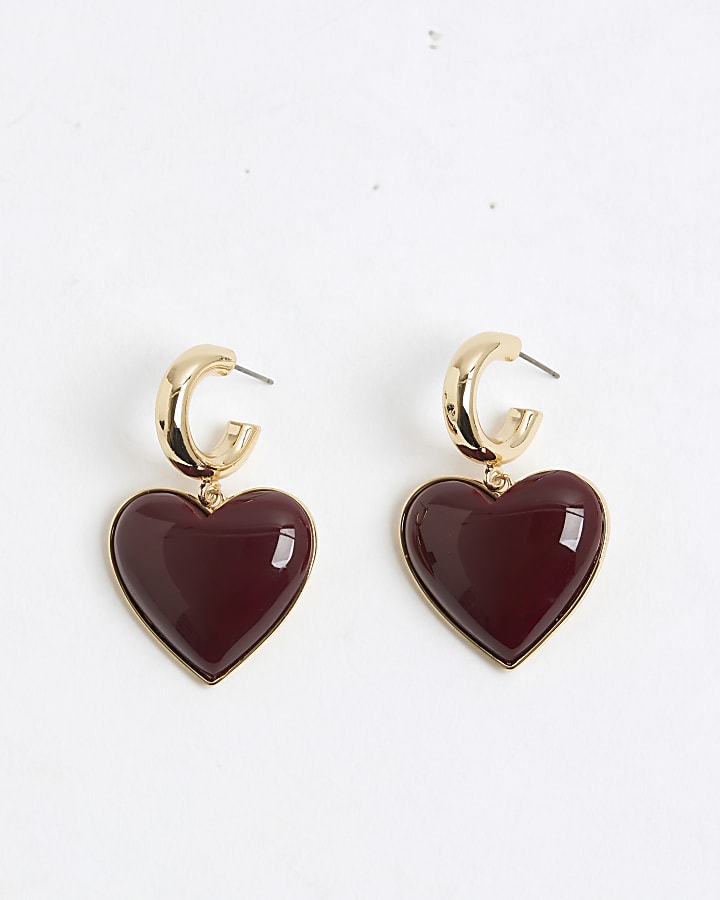 Red Heart Drop Earrings