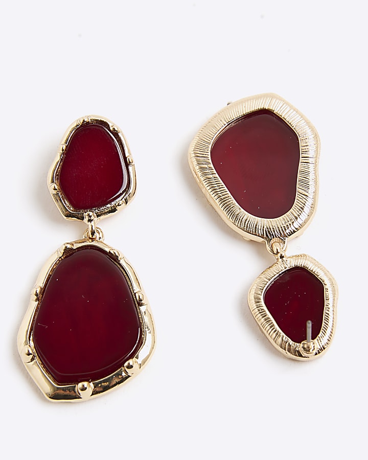 Red Stone Drop Earrings
