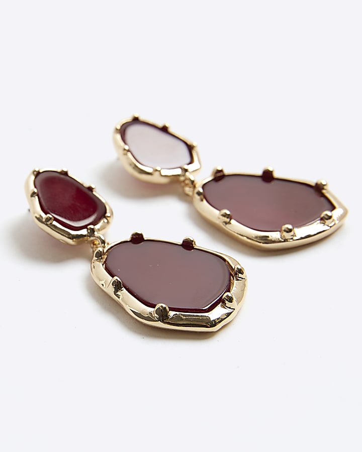 Red Stone Drop Earrings
