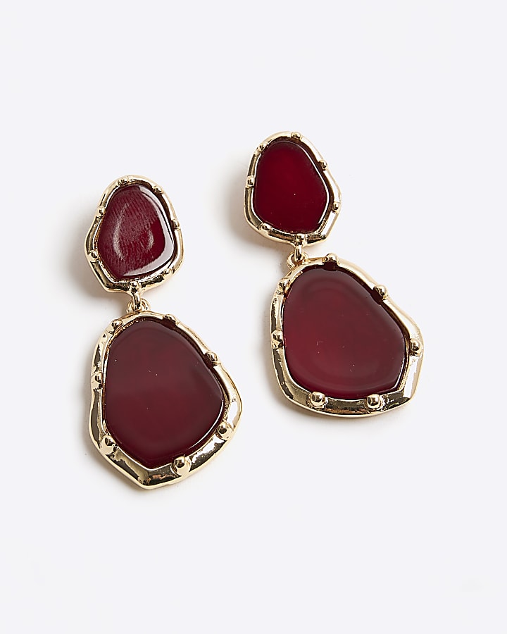 Red Stone Drop Earrings