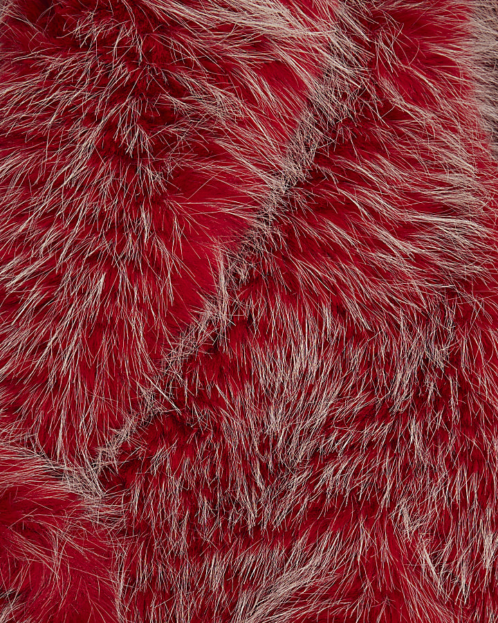 Red Collared Faux Fur coat