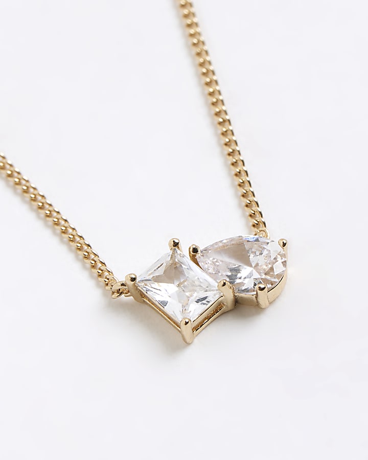 Gold Double Stone Ditsy Necklace