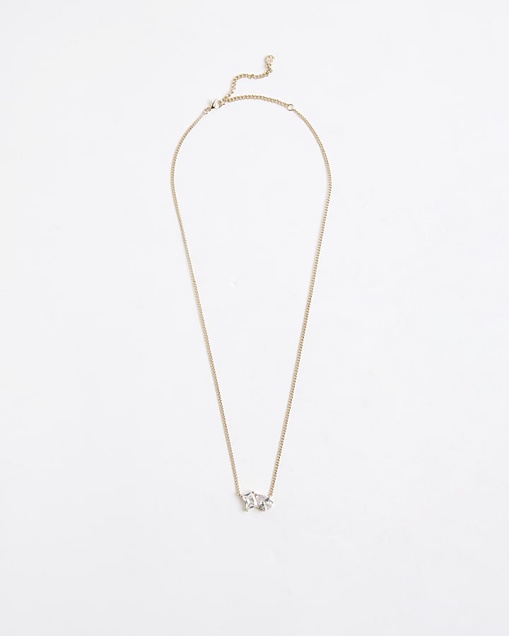 Gold Double Stone Ditsy Necklace