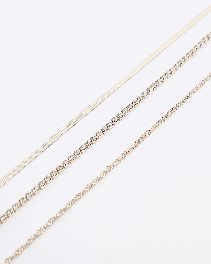 Rose Gold Multirow Chain Necklace
