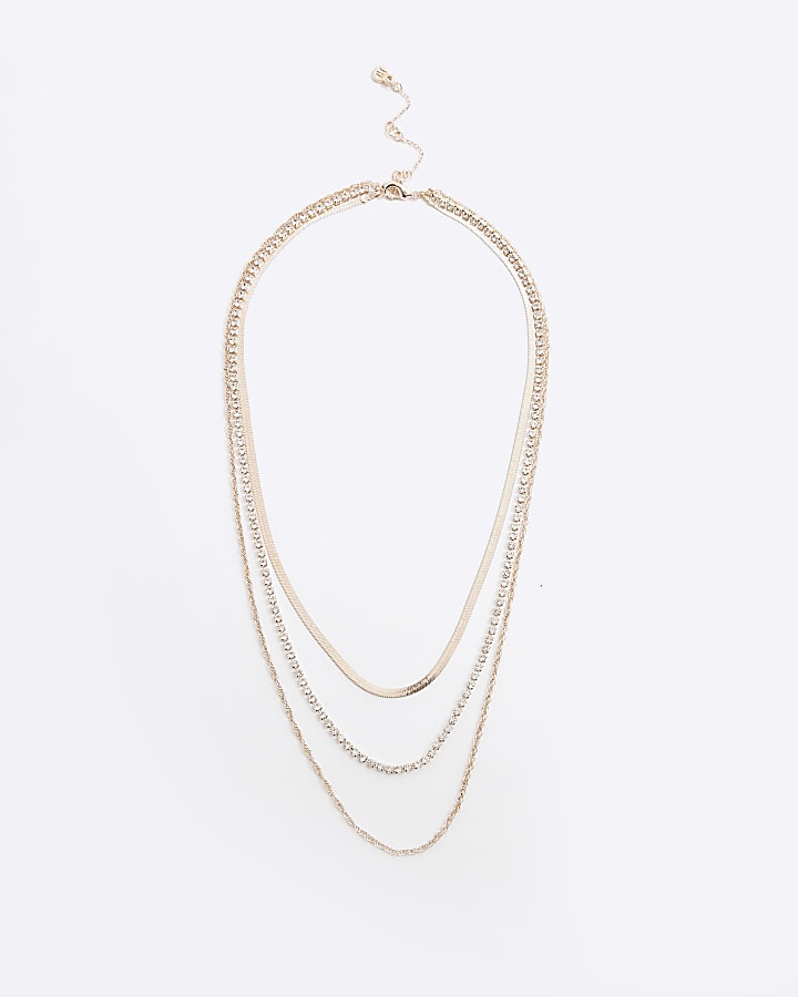 Rose Gold Multirow Chain Necklace