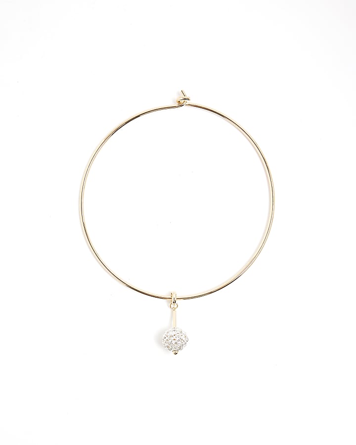 Gold Diamante Paved Ball Necklace