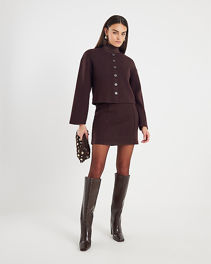 Brown Cosy Mini Skirt