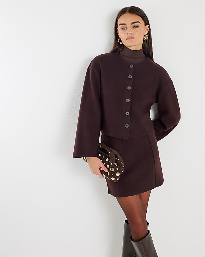 Brown Cosy Mini Skirt