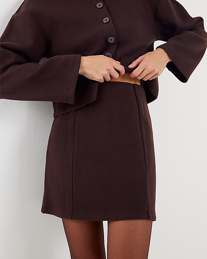 Brown Cosy Mini Skirt