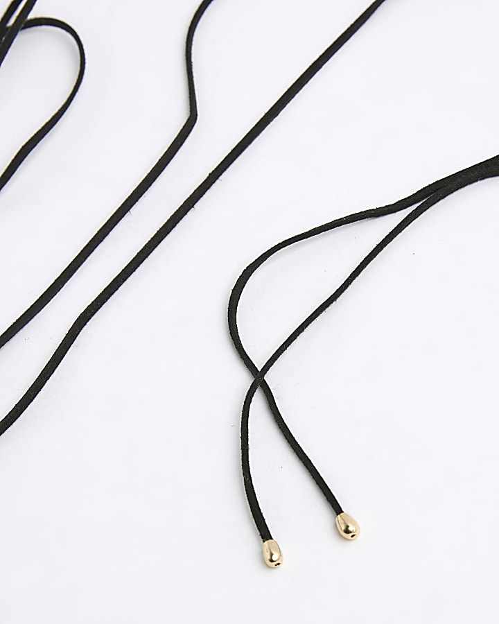 Black Cord Gold Pendant Choker necklace
