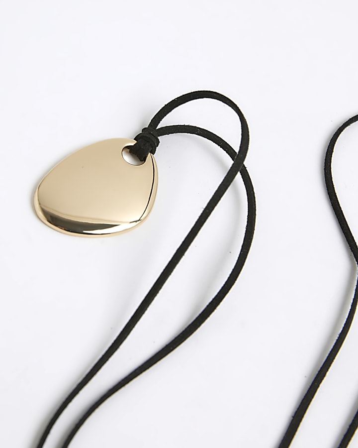 Black Cord Gold Pendant Choker necklace