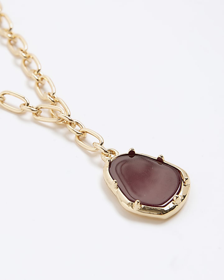 Red Stone Pendant Necklace
