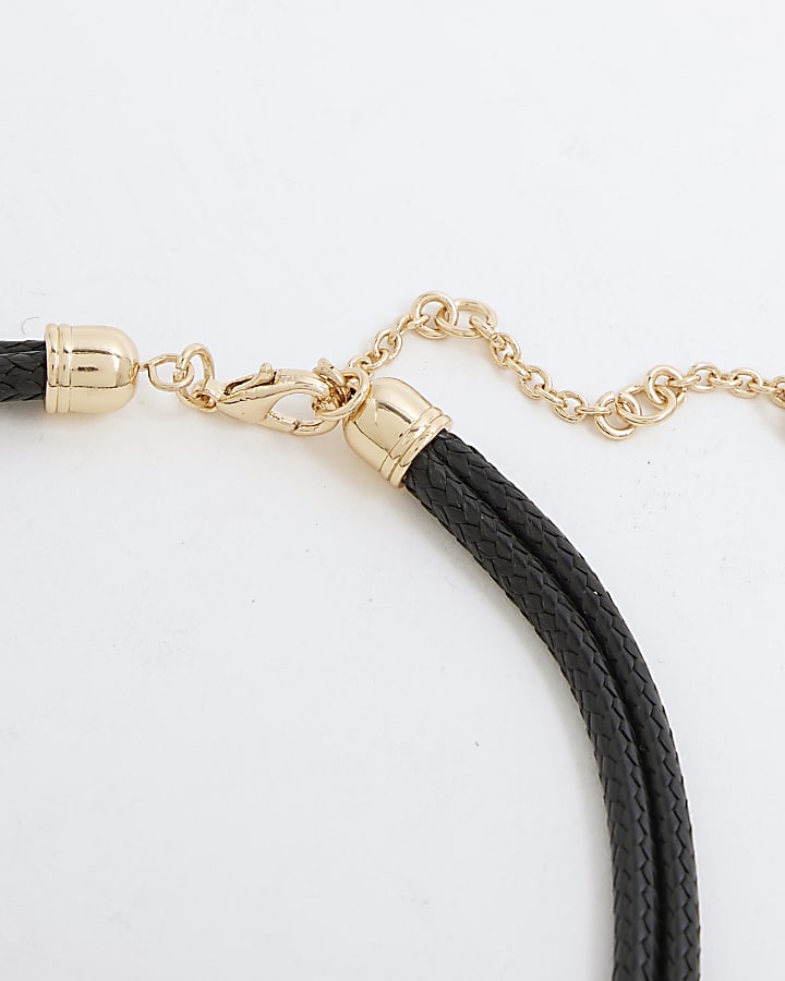 Black Layered Charm Necklace