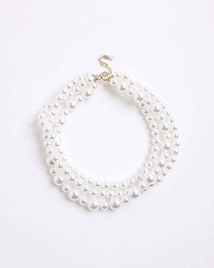 White Pearl Layered Necklace