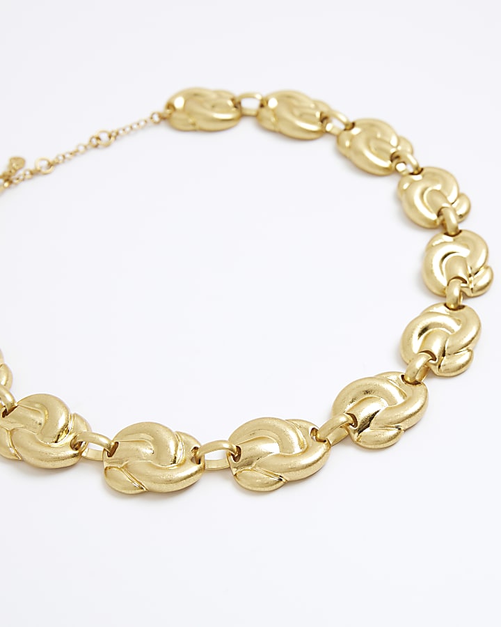 Gold Antiqued Knot Necklace