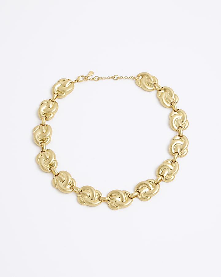 Gold Antiqued Knot Necklace