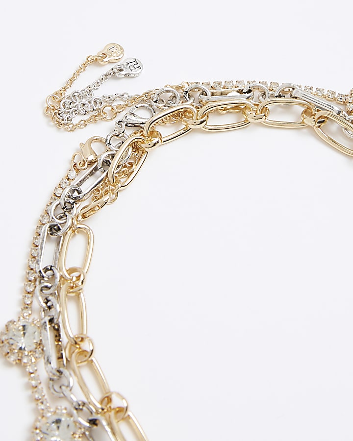 Metal Multi Layered Heart Necklace