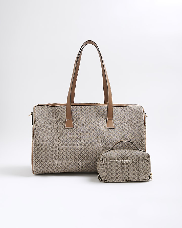 Beige Monogram Charm Holdall Bag Bundle