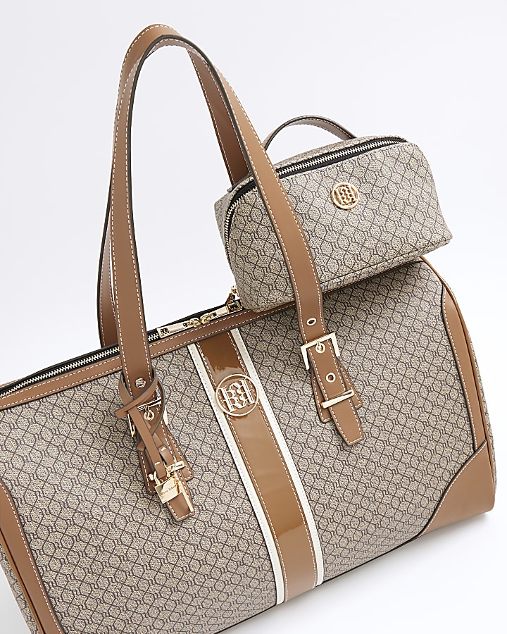 Beige Monogram Charm Holdall Bag Bundle