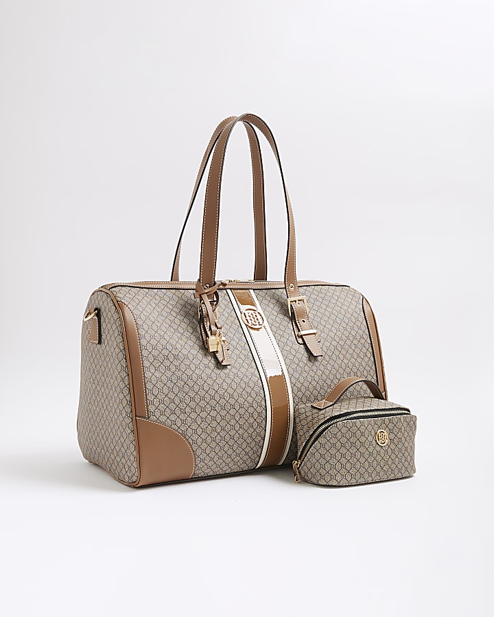 Beige Monogram Charm Holdall Bag Bundle
