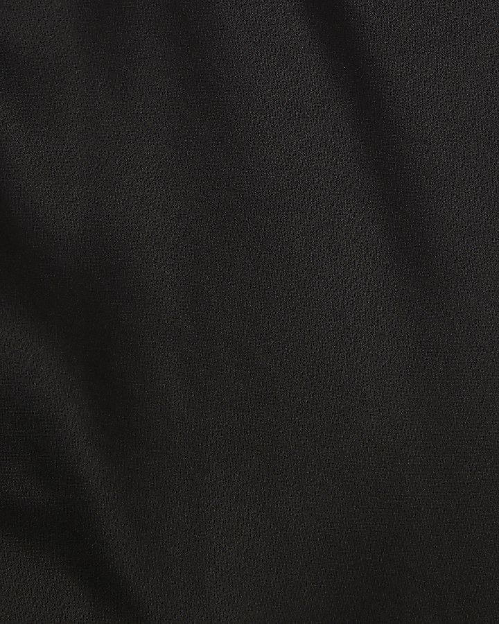 Black Satin Scallop Trim Cami Top
