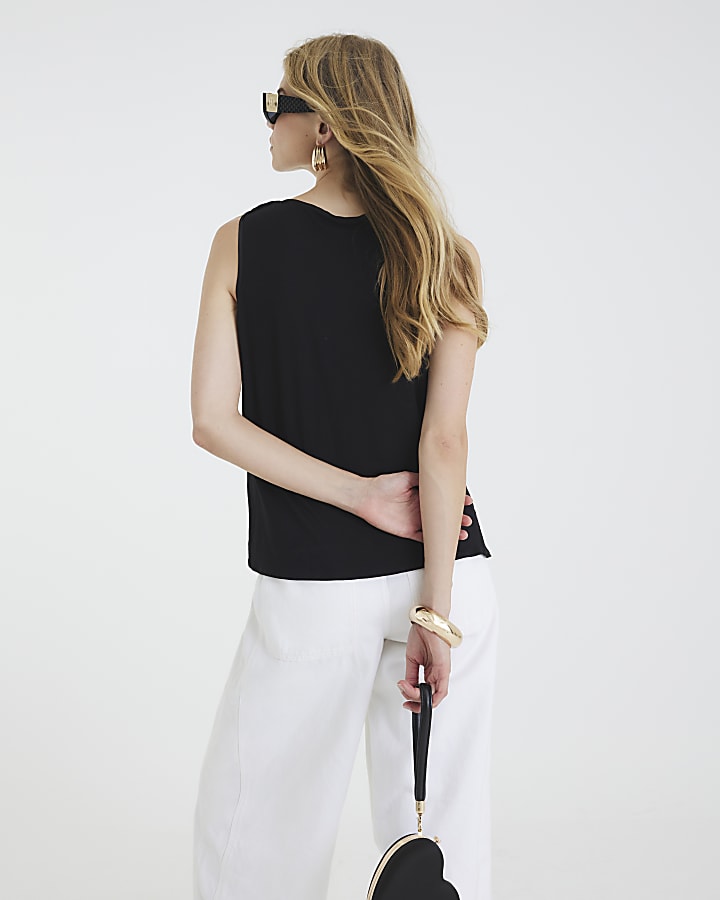 Black Plisse Tank Top