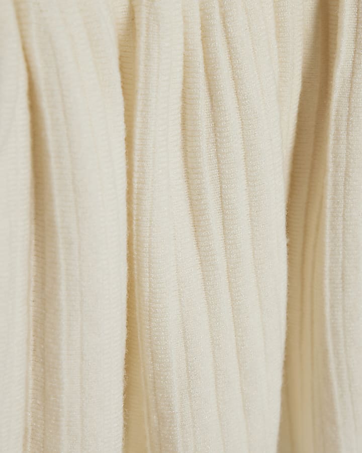 Cream Short sleeve Belted Pleat Top