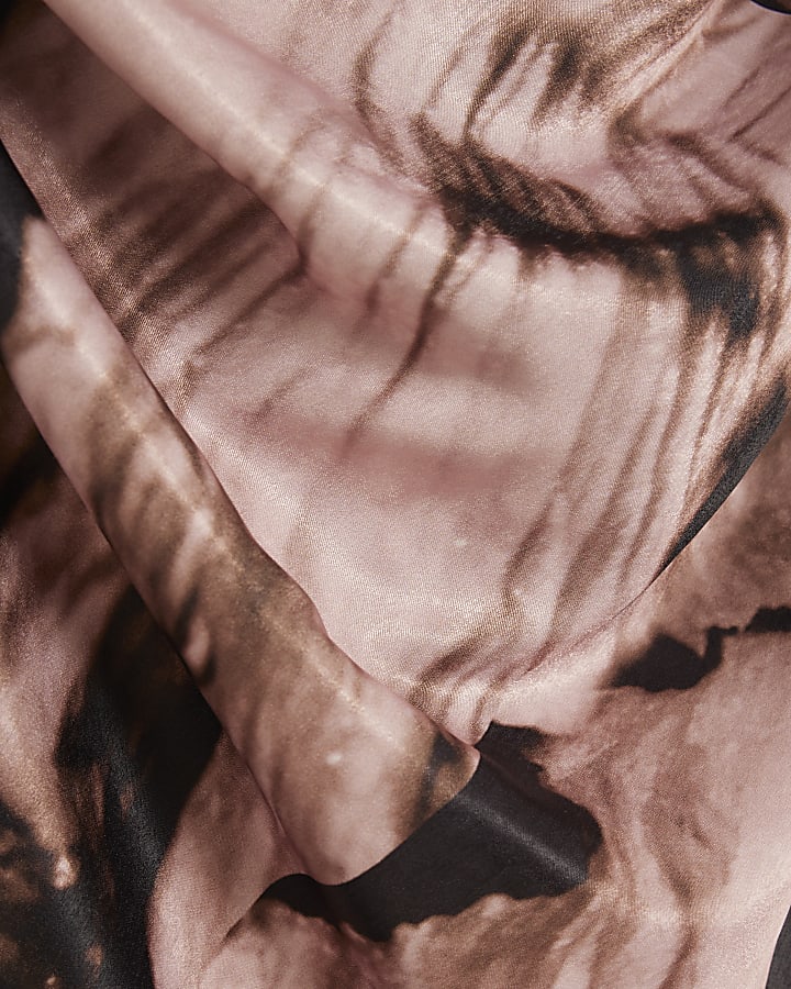 Pink Satin Floral Cowl Neck Slip Dress