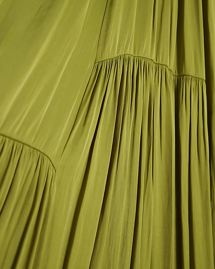 Green Pleated Maxi Dress