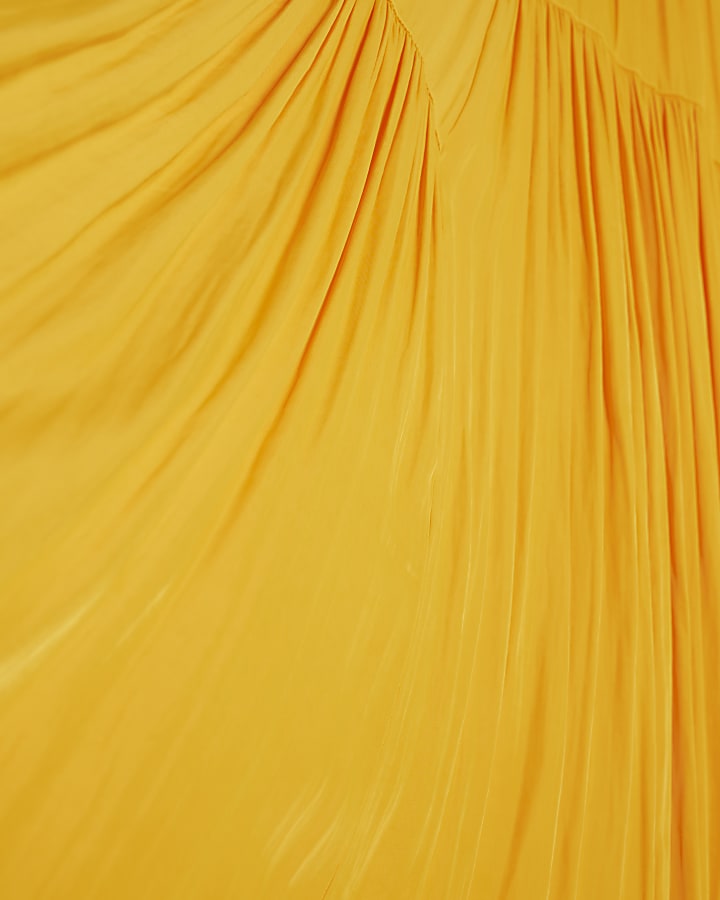 Orange Pleated Maxi Dress