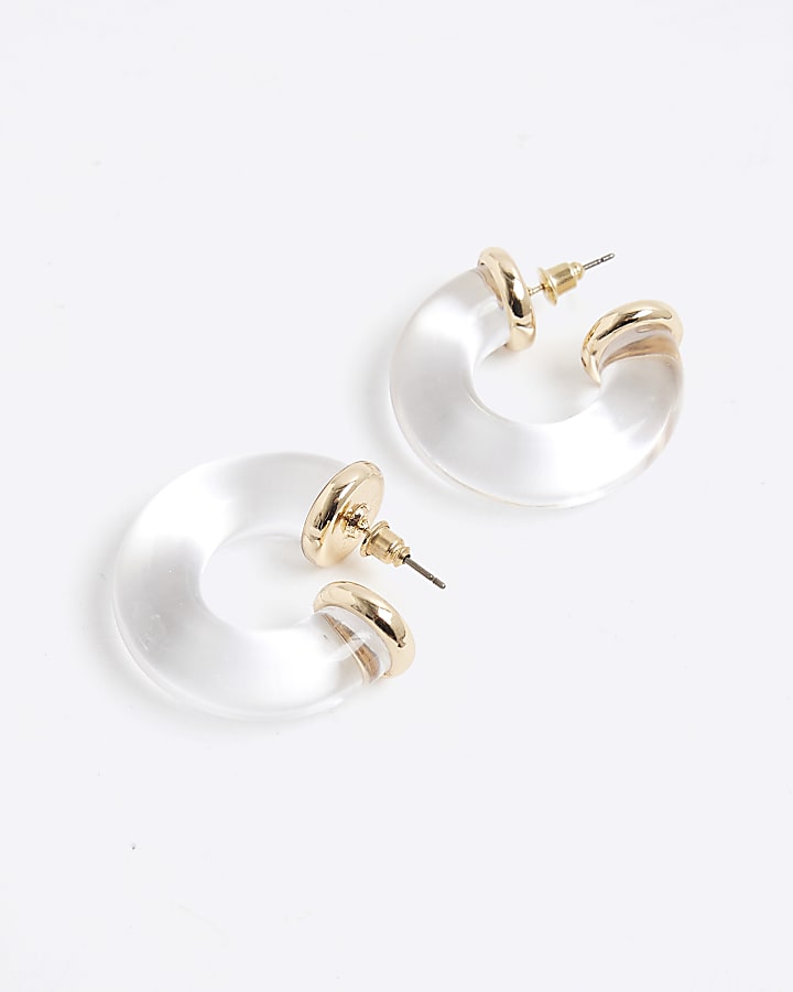 Clear resin hoop earrings
