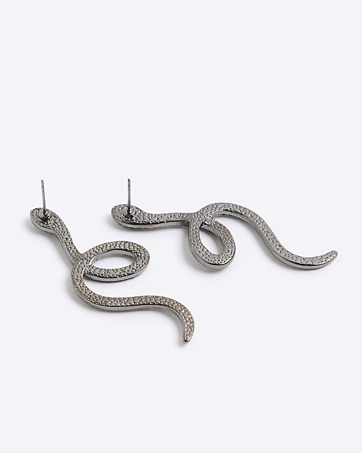 Black diamante snake earrings