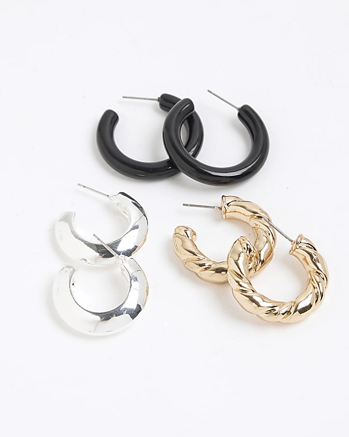 Mixed metal hoop multipack earrings