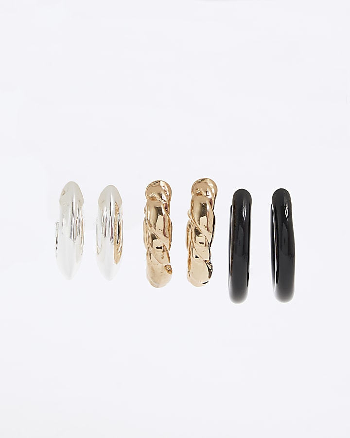 Mixed metal hoop multipack earrings