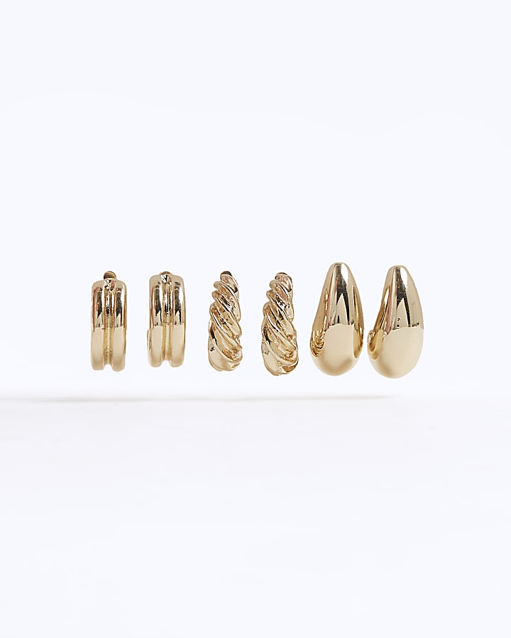 Gold Pack Of 3 Hoop Earrings