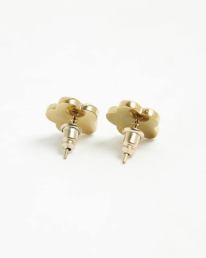 Gold flower stud earrings