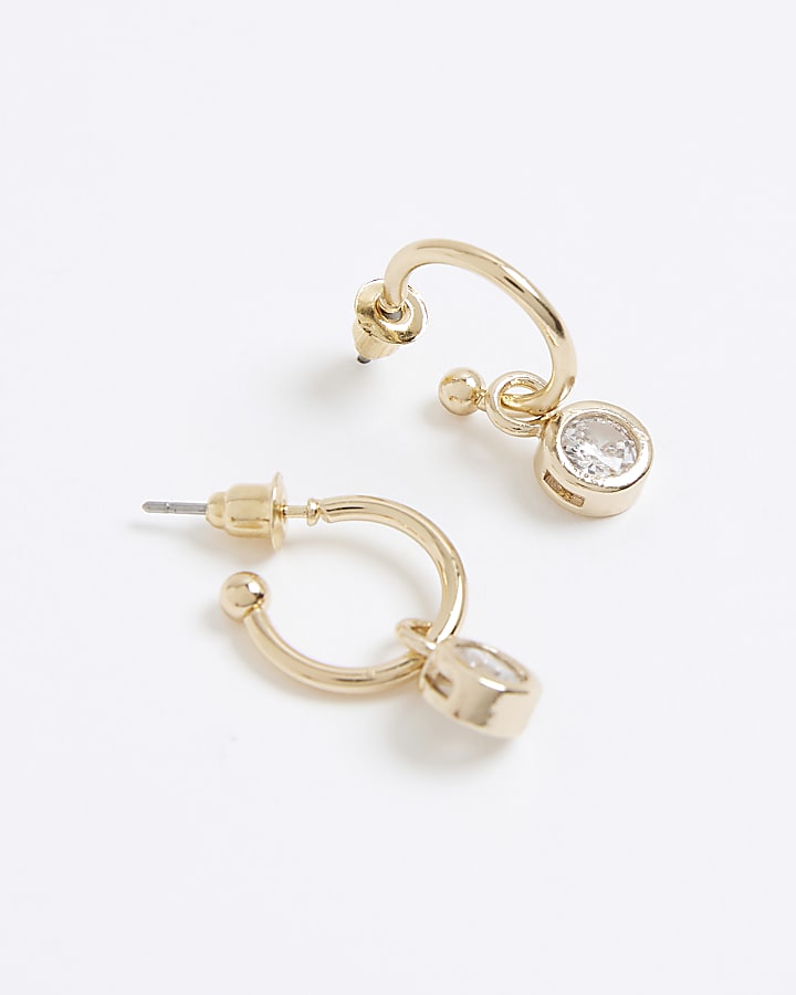 Gold Cubic Zirconia Stone Drop Earrings