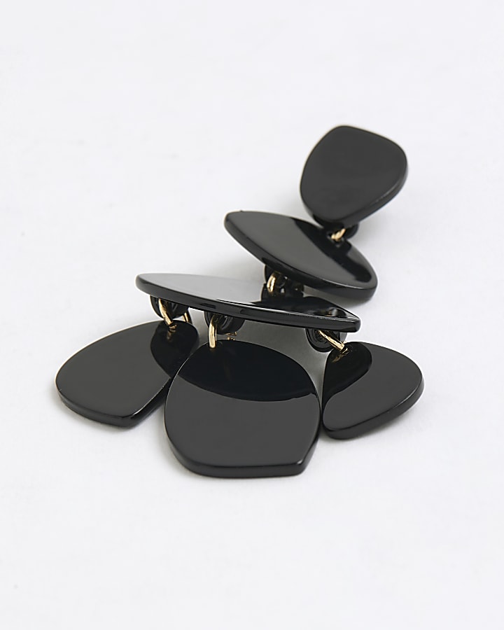 Black acrylic disc drop earrings