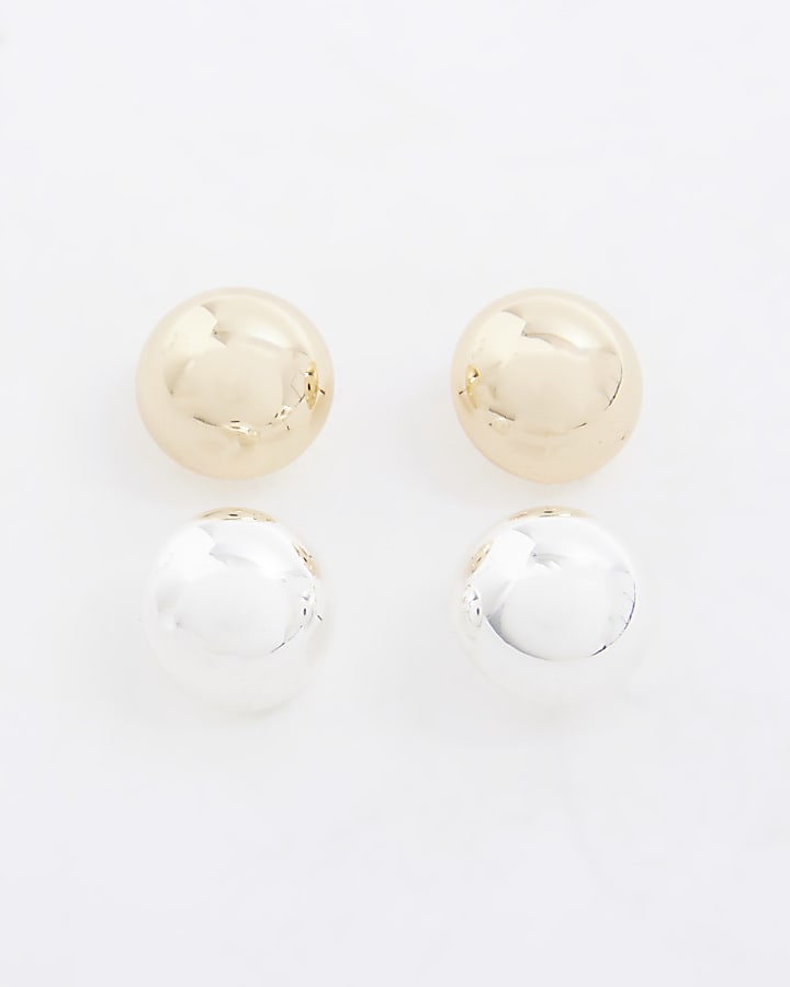 Multicolour Metal 2 Pack Sphere Stud Earrings