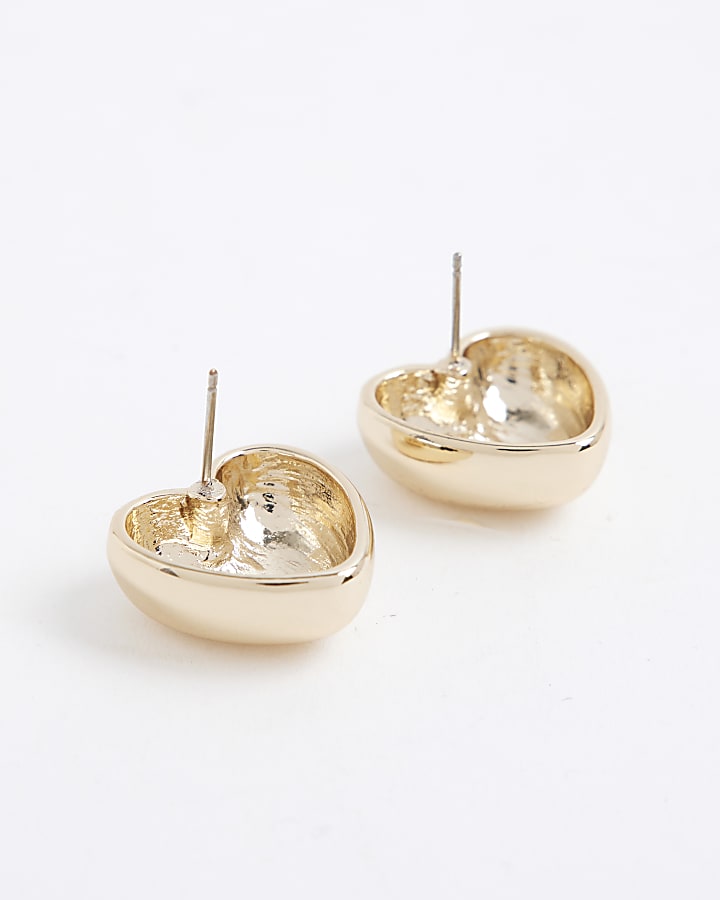 Gold Heart Stud Earrings