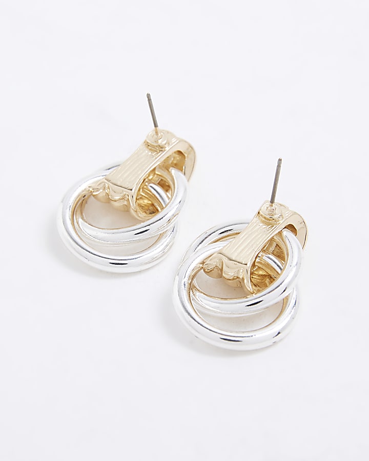 Mixed metal hoop earrings