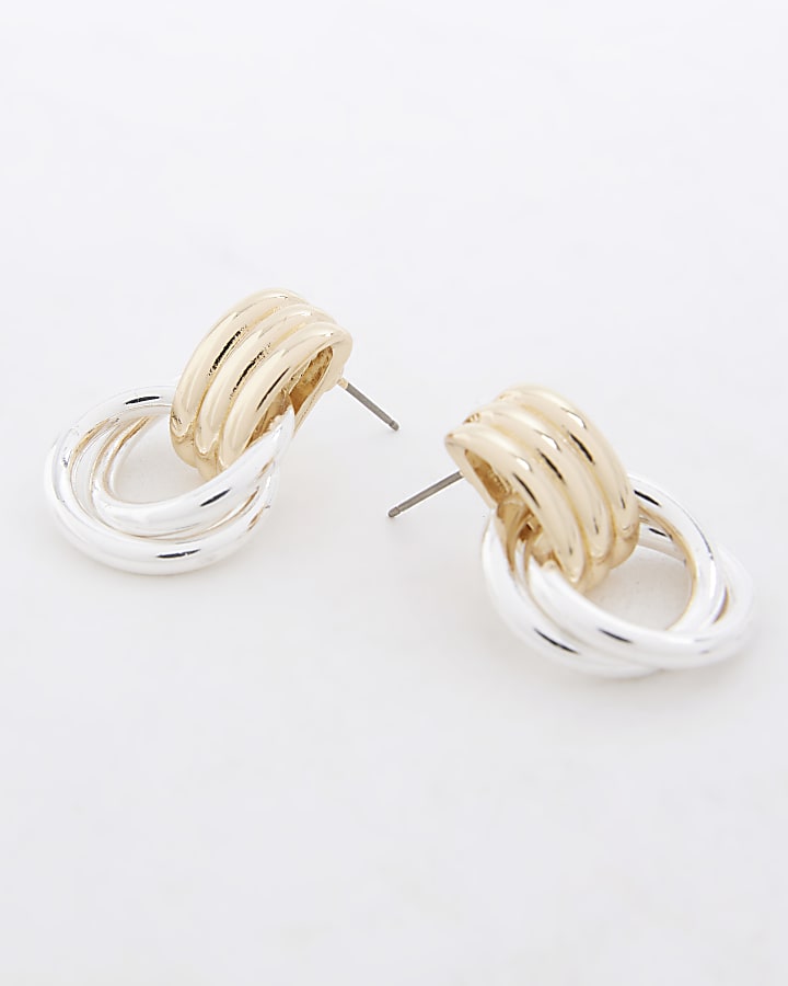 Mixed metal hoop earrings