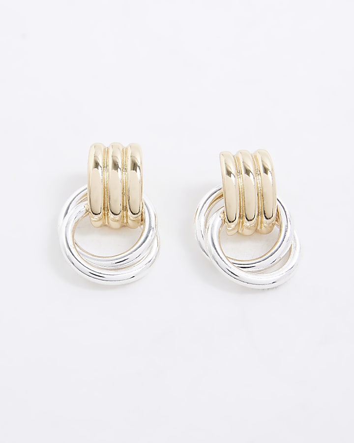Mixed metal hoop earrings